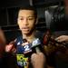 Michigan sophomore Trey Burke speaks with the media in the locker room after an open practice at Cowboys Stadium in Arlington, Texas on Thursday, March 28, 2013. Melanie Maxwell I AnnArbor.com